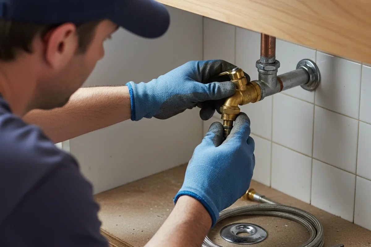 Shutoff valve and fitting work during Burst Pipe Repair in Marblehead